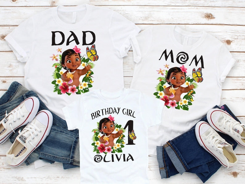Set de camisetas familiares personalizadas - Mom, Dad & Birthday Girl
