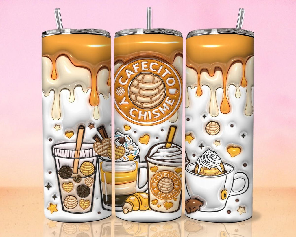 Vaso térmico cafecito y chisme - Diseño cute con café y Dulces