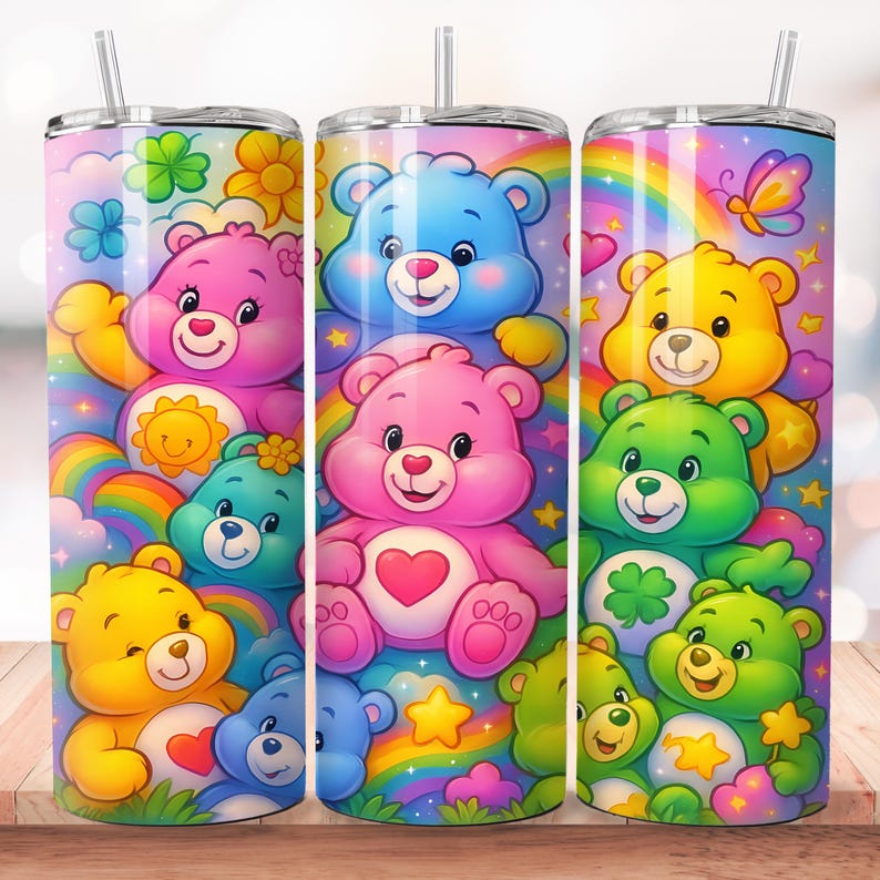 Vaso Térmico 20 oz Ositos Cariñositos  - Diseño Colorido y cute con arcoíris