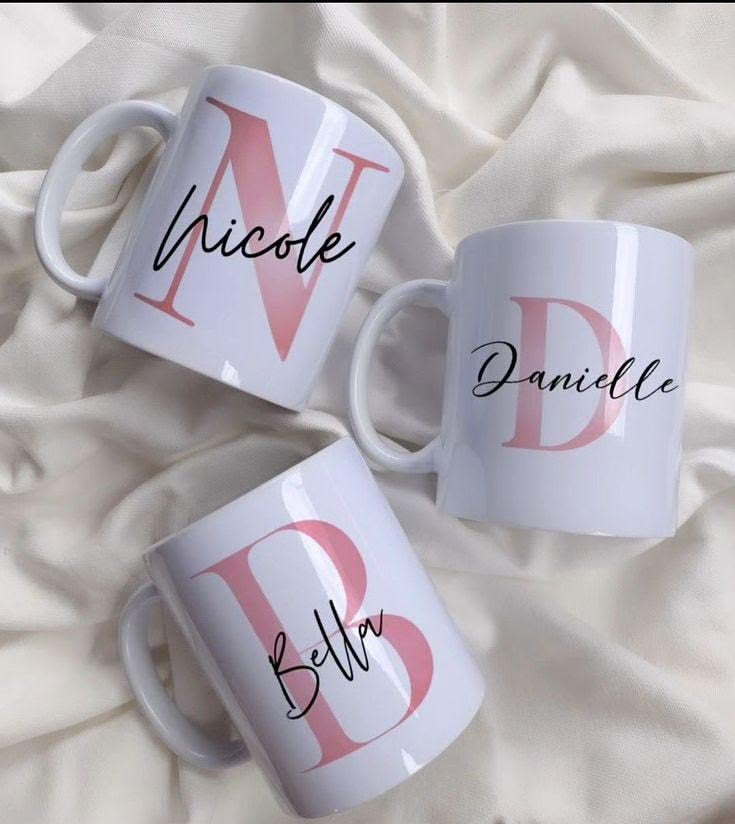 Tazas Personalizadas con Inicial y nombre - diseño elegante minimalista 11 oz