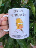 Taza divertida Homer Simpson - No toques mi taza! 11 oz perzonalizada