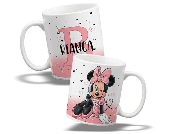 Taza Minnie Mouse personalizada con Nombre - Diseño rosa elegante 11 oz