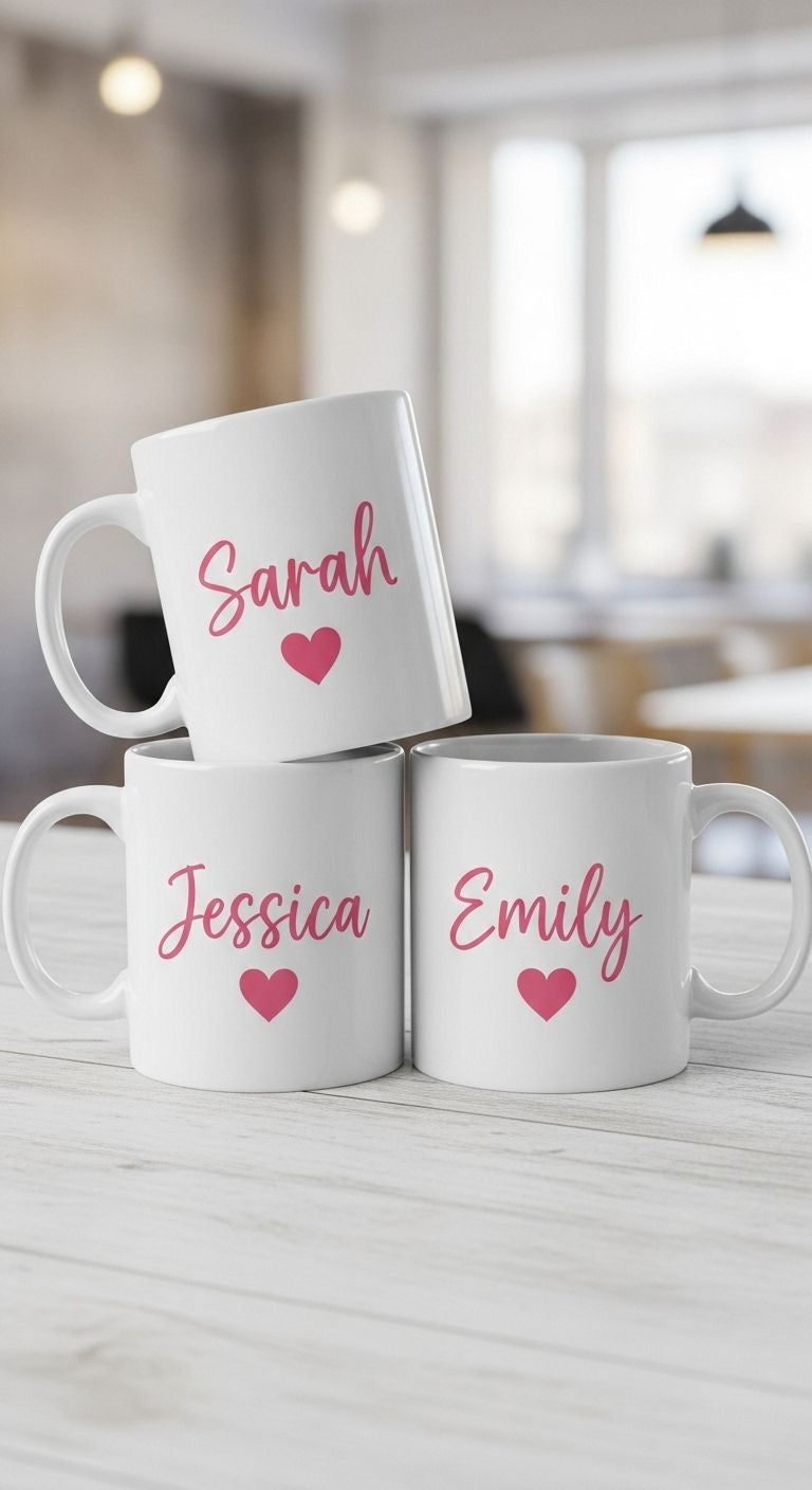 Taza personalizada con nombre y corazón - Diseño minimalista 11 oz